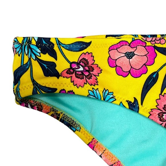 New Shade & Shore Bikini Bottoms XS Yellow Floral Swim Bottoms X-Small NWOT - Picture 2 of 7